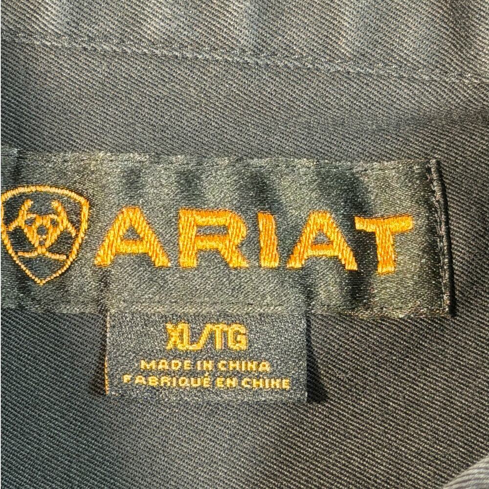 Ariat Men XL Black Long Sleeve Button Front Shirt Western Rodeo Work Casual - Picture 3 of 6